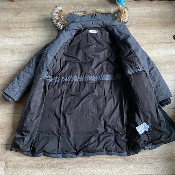 Tory Burch Sasha parka down fill wool quilted winter coat real fur trim - Picture 7 of 16